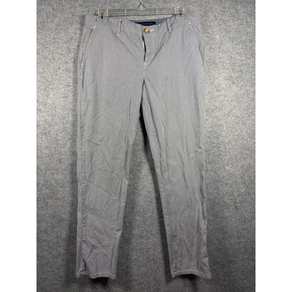 Tommy Hilfiger Womens Blue White Striped Chino Pants Size 8 Seersucker Style